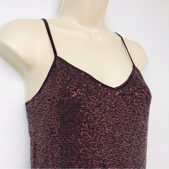 Express Burgundy Sequin Camisole Tank Top - Picture 5 of 16